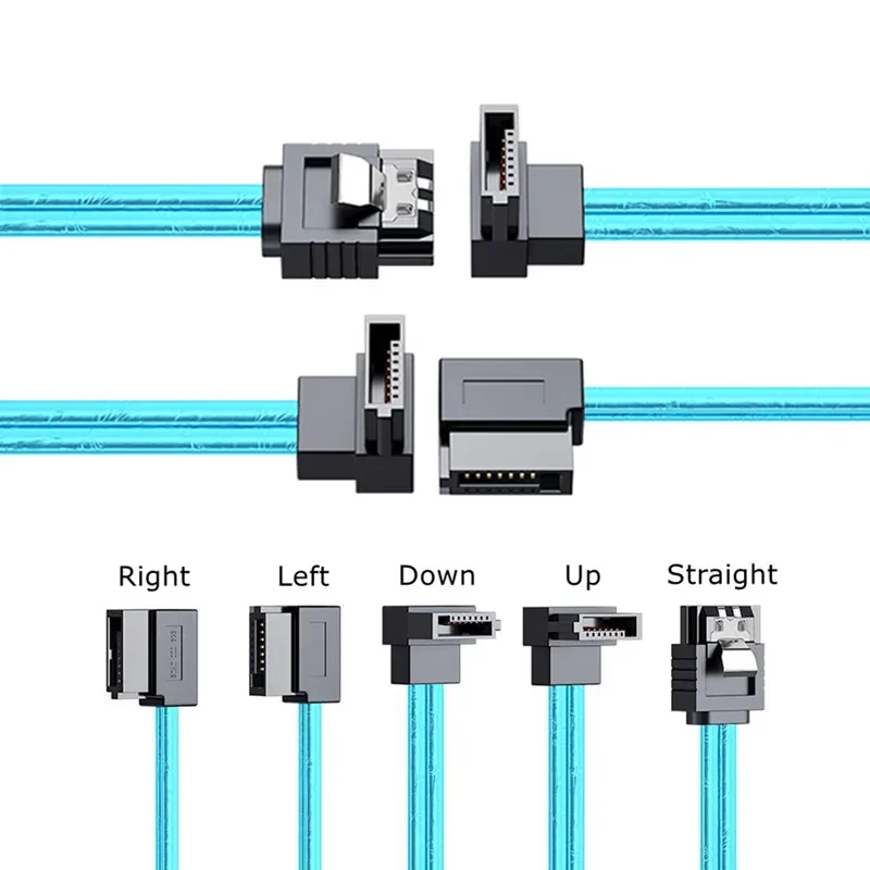 Elbow SATA 3.0 Cable Up Down Left Right SATA 3.0 III SATA3 6GB/s Data Cable Cord SAS Cable Dual Channels PC Hard Drive Data Wire