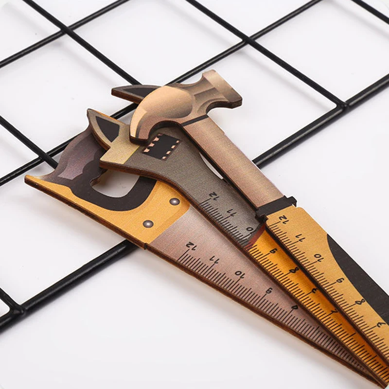 Creative Stationery Cartoon Drawing Gift Office School Wooden Tools Rulers Creative Student Prizes Straight Wooden Ruler