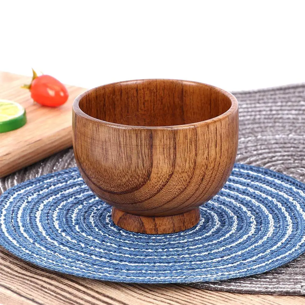 

Round Bamboo Tableware Handmade Noodles Household Tools Children Salad Japanese Style Wooden Bowl Natural Wood Rice Bowls