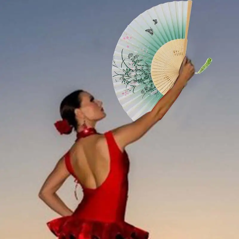 Chinese Style Handheld Folding Fan Charming Elegant Handmade Bamboo Fans Home Wall Tabletop Wedding Decorative Gifts Ornaments