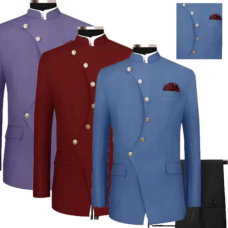 

Men's Suit 2 Piece Set Single Breasted Design Blazer Wedding Tuxedo Formal Groom Jacket Pants Elegant Men Clothing
