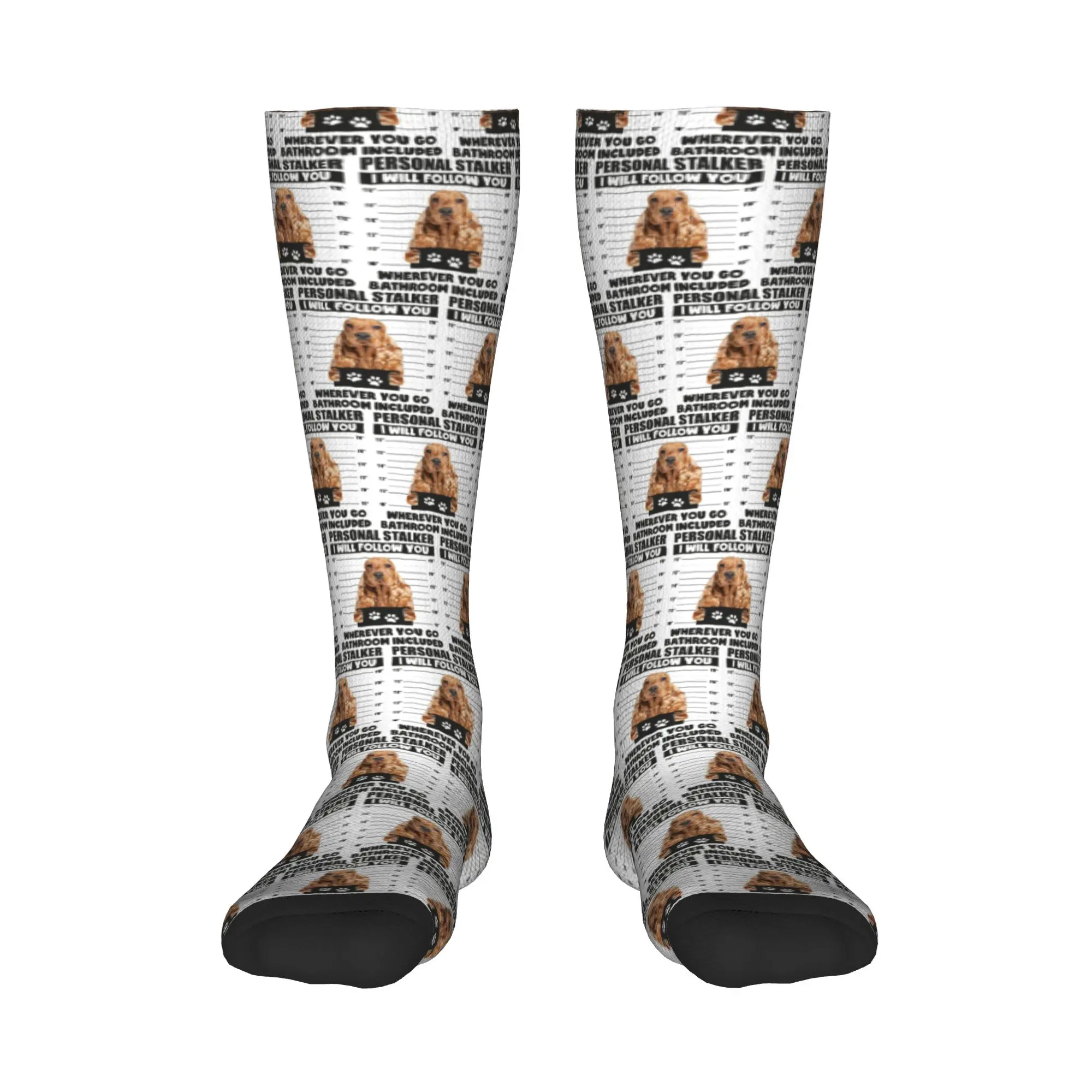Medias de tripulación para todas las estaciones, divertidos calcetines con refranes de cachorros de Cocker Spaniel inglés, calcetines largos divertidos Harajuku, accesorios para hombres y mujeres