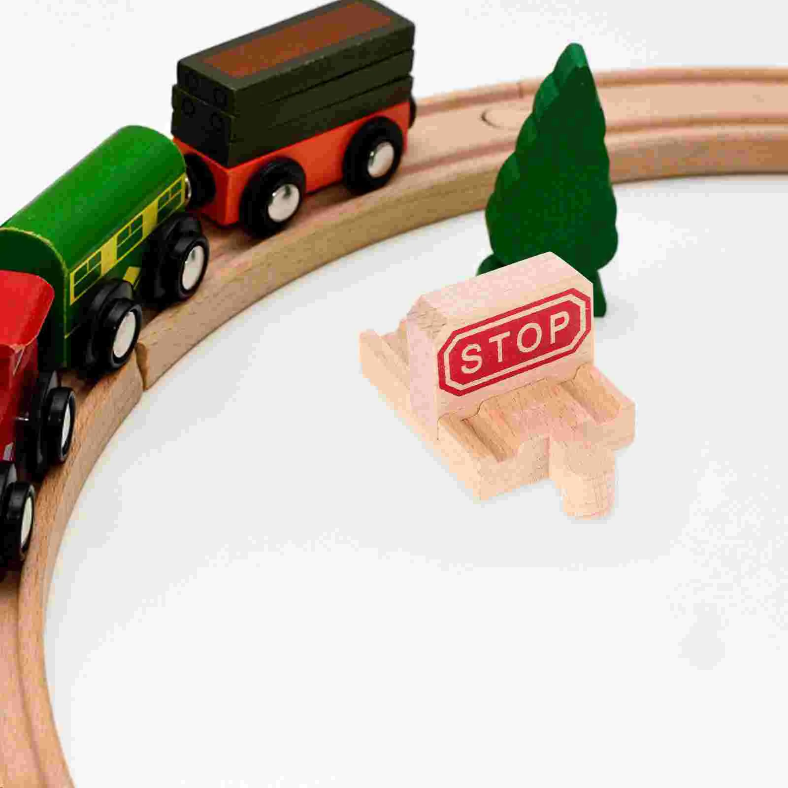 

2 Pcs Train Bulk Track Toy Wooden Playthings Replacement Parts Stop Scene Model Puzzle