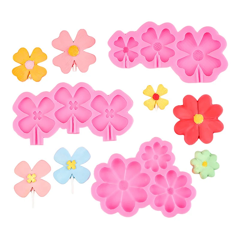 3 Grids Flower Shape Silicone Mold Sunflower Chocolate Birthday Cake Decoration Baking Mould Home Bakery Kitchen Tool Gadgets