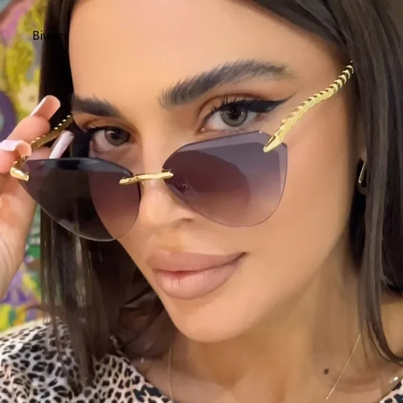 

Sexy Cat Eye Sunglasses Women 2024 Luxury Brand Vintage Small Oval Punk Metal Frame Sun Glasses For Ladies Retro Eyewear Shades