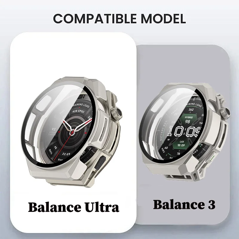 Tempered Glass Shell Cover for Amazfit Balance Ultra Watch Protective Case Screen Protector Accessories for Amazfit Balance 3