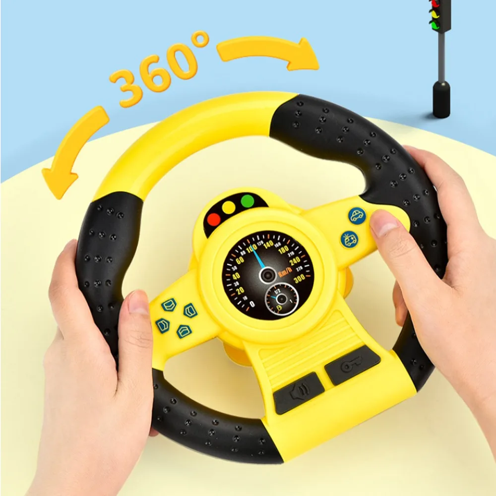 

360 ° Rotation Copilot Steering Wheel Multi Functional Montessori Simulation Steering Wheel Toys Simulation Early Education