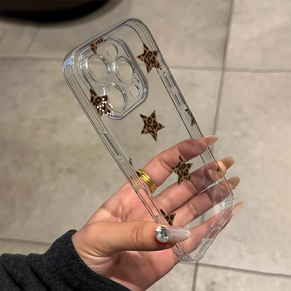 Wild Leopard Print Star Silicone Phone Case for IPhone 17 16 15 14 13 12 11 Pro Xs Max Air Mini 7 8 6 6s Plus SE 2020 2022 Cover view 3