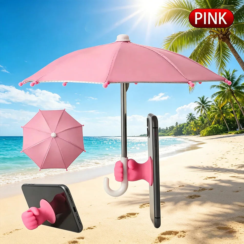 Mini Phone Umbrella, Waterproof Sun Shade Cover, Universal Portable Phone Holder for Outdoor Live Streaming & Car Use - view 6