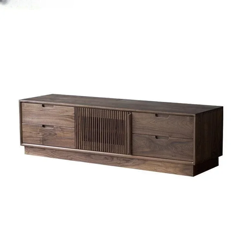 

Nordic black walnut TV cabinet simple Japanese living room furniture audio-visual cabinet coffee table combination