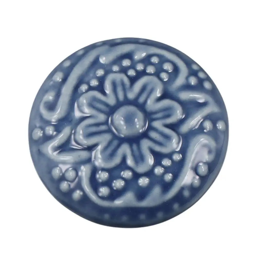 Relief Single Hole Ceramic Knob Pull Handles Flower Surface Door Knob Round Cabinet Knob Furniture