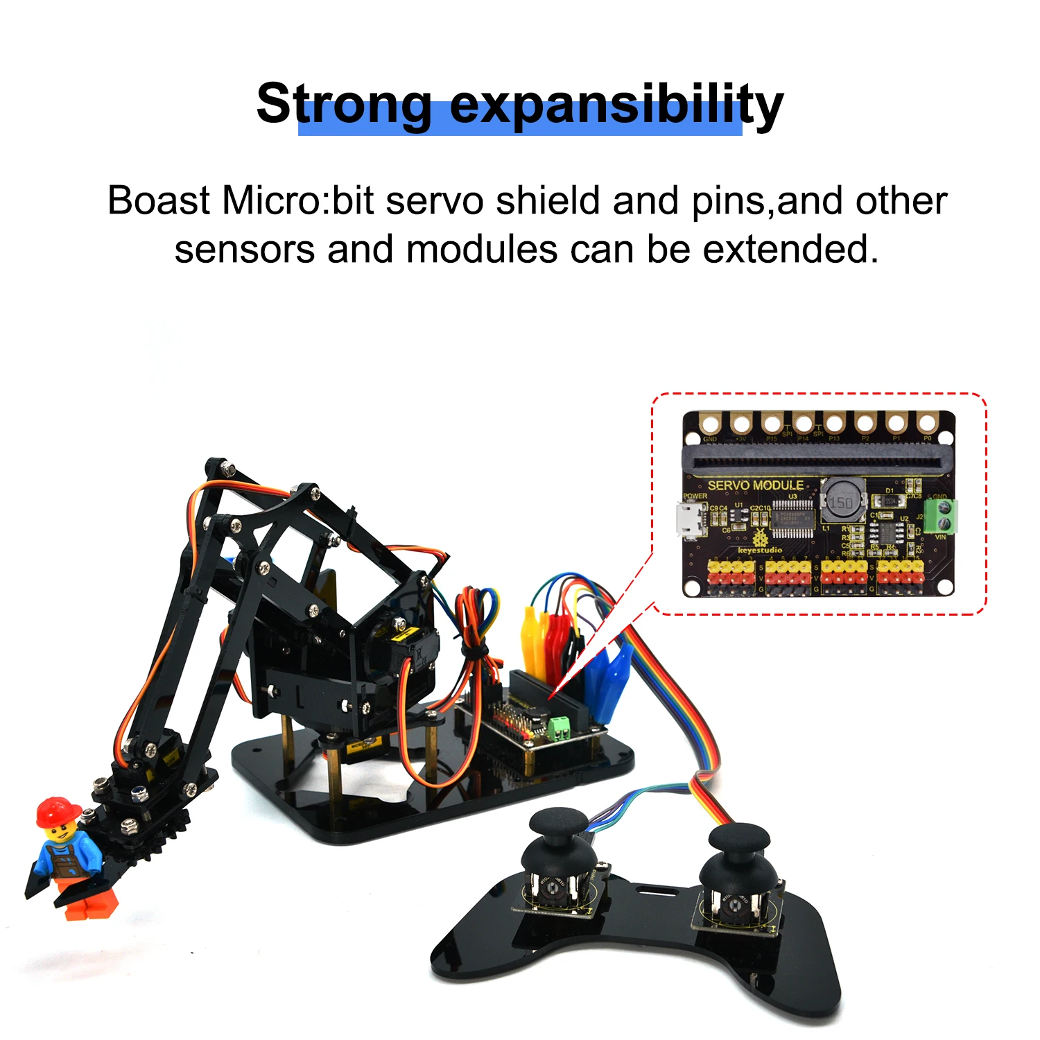 Imagem -03 - Keyestudio-acrílico Garra Mecânica Robot Arm Starter Kit Faça Você Mesmo Robot Brinquedos Programação Stem 4dofmicrobit v2