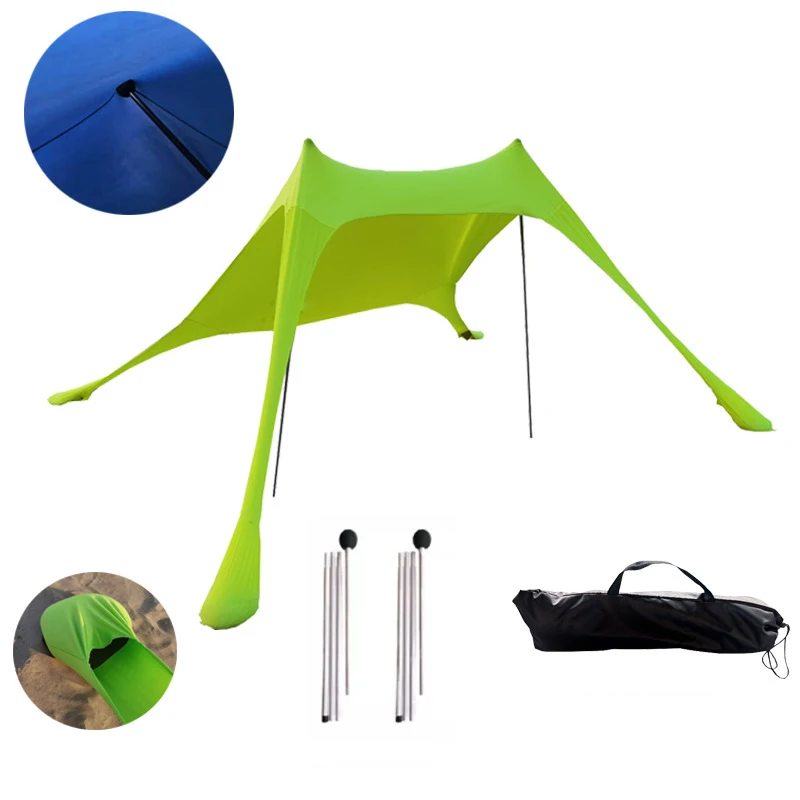 High Quality  Fabric Lightweight Instant Pop Up Beach Tent Beach Sun Shade with Sandbag Anchors and Pegs