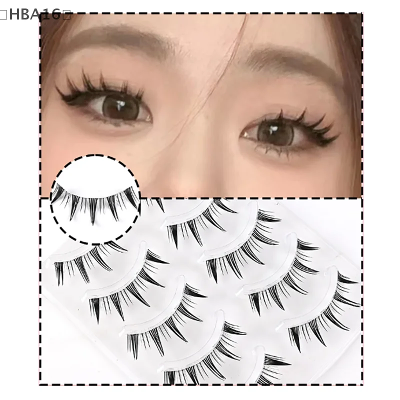 One Piece Clear Stem False Eyelashes Five Pairs Of Small Devil Fishtail Fox Tied Oblique Fly Lazy Girl Group False Eyelashes