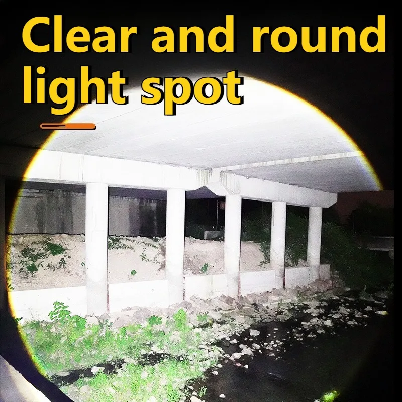 Strong Light LED White Laser Flashlight Type-C Rechargeable Digital Display Zoomable Outdoor Waterproof Fishing Lantern Lamp