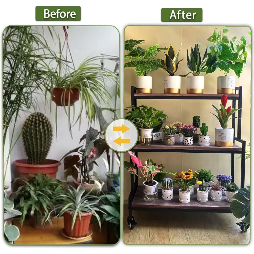 37 Rak Tanaman Logam dan Kayu, Penggunaan Dalam/Luar Ruangan, Rak Bertingkat