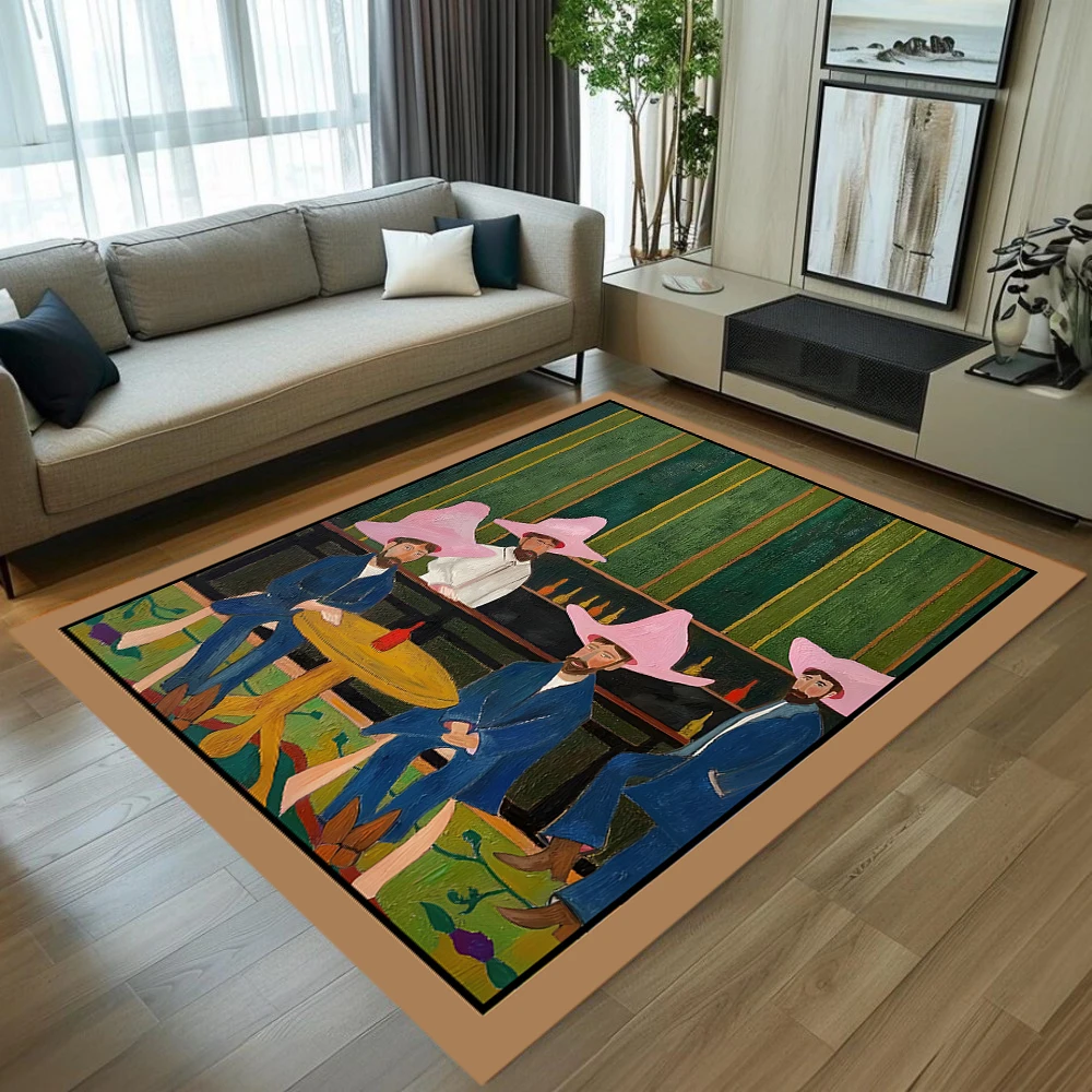 Living Room Carpets Oil Painting Figure Style Rug Easy To Clean Carpet Bedroom Bedside Floor Mat Home Decor Non-Slip Chair Mat