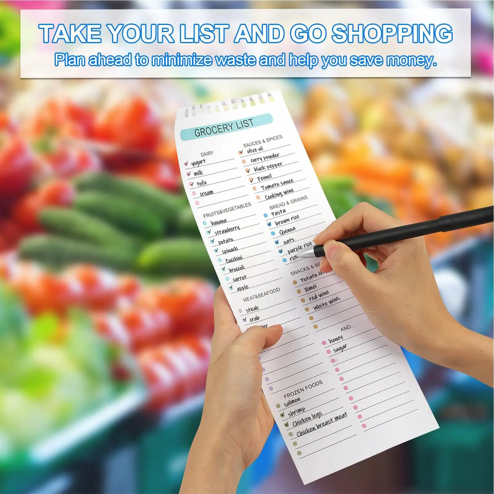 Weekly Meal Planner 52 Sheets Spring-Bound Grocery List Food Planning Pad Weekly Meal Planner Grocery List For Household Kitchen