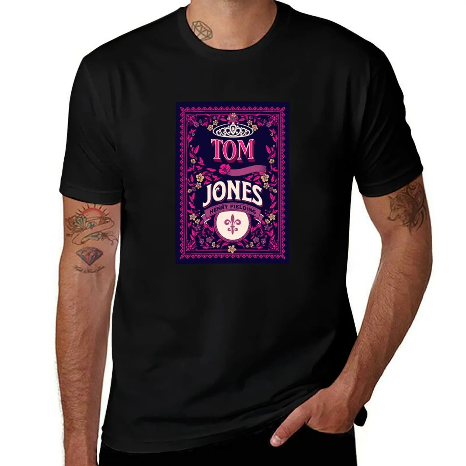 

Tom Jones - Henry Fielding Book Cover Art T-Shirt cotton man t-shirts blue archive vintage topping men clothing