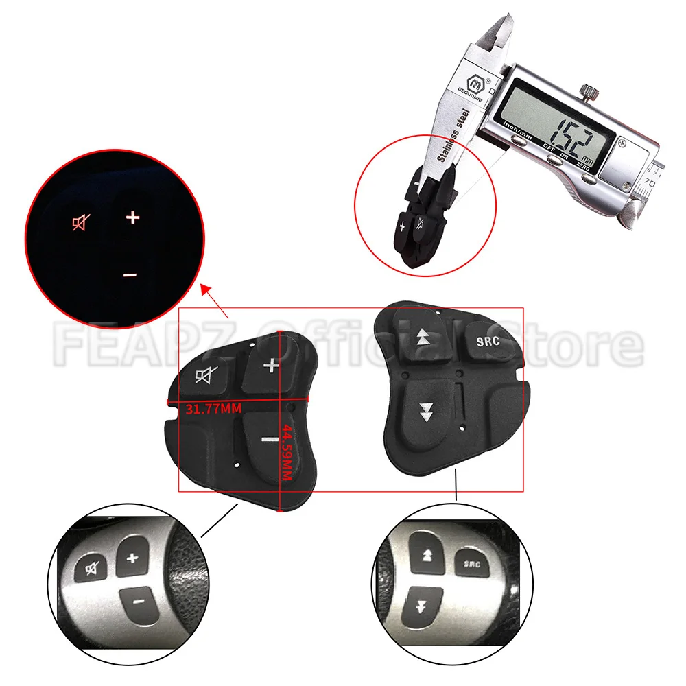 For Alfa Romeo 147 156 166 GT Car Multi Function Push Rubber Steering Wheel Audio Buttons Car Interior Accessories