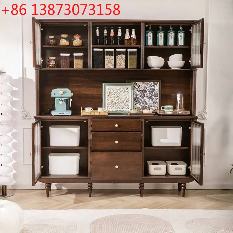 French retro multi-functional high-dining side cabinet all solid wood American light luxury storage tea cabinet Western kitchen