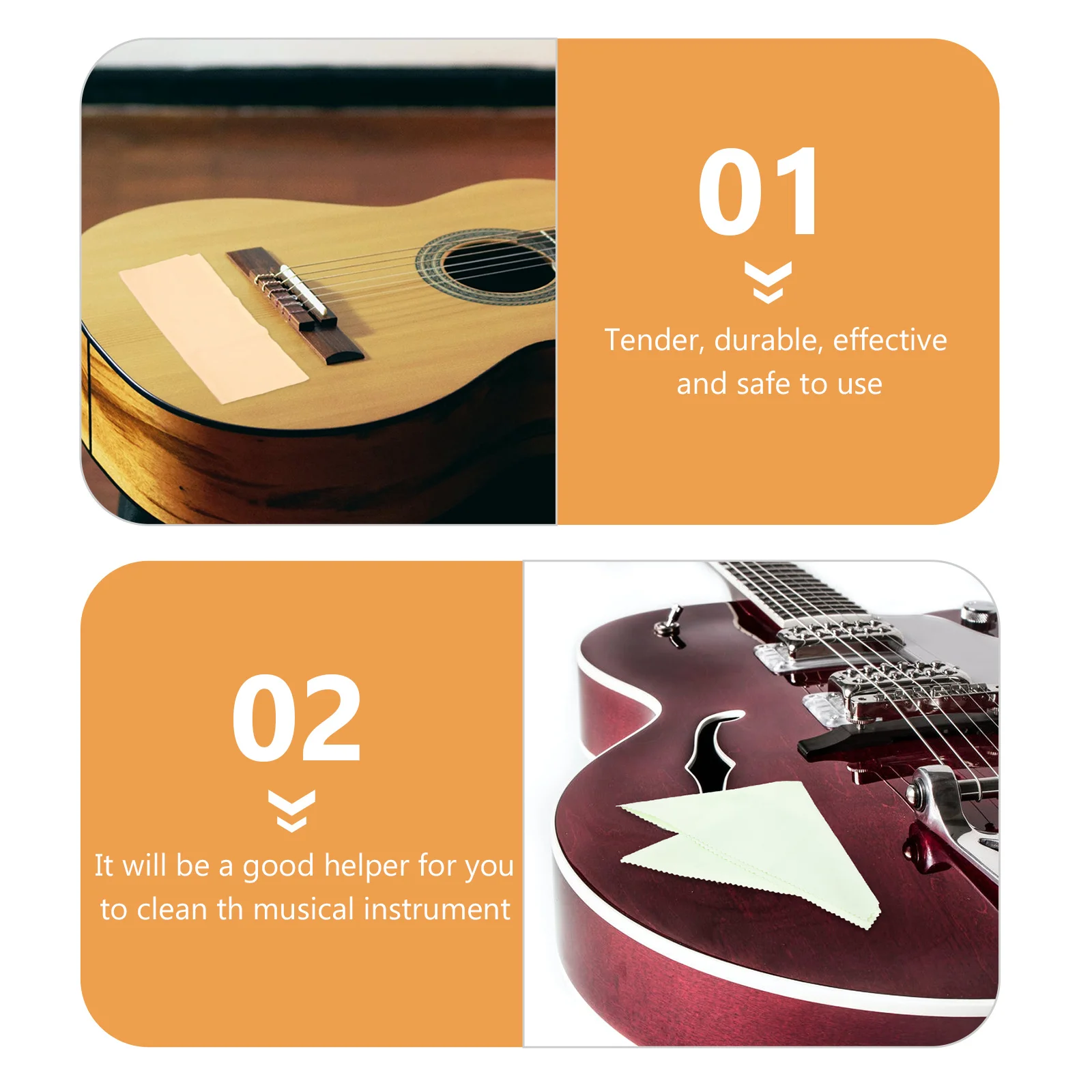 

5Pcs Musical Instrument Wipe Cloth Non-Lint Supple Cleaning Cloth Reusable for Guitar Violin Ukulele Surface Dust Removal