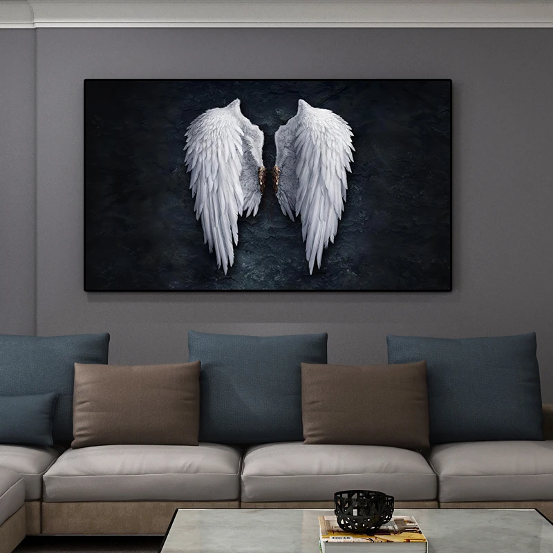 

Angel Wings Retro Black And White Gold Poster Prints Canvas Painting Cuadros Wall Art Mural For Modern Home Room Decor Pictures