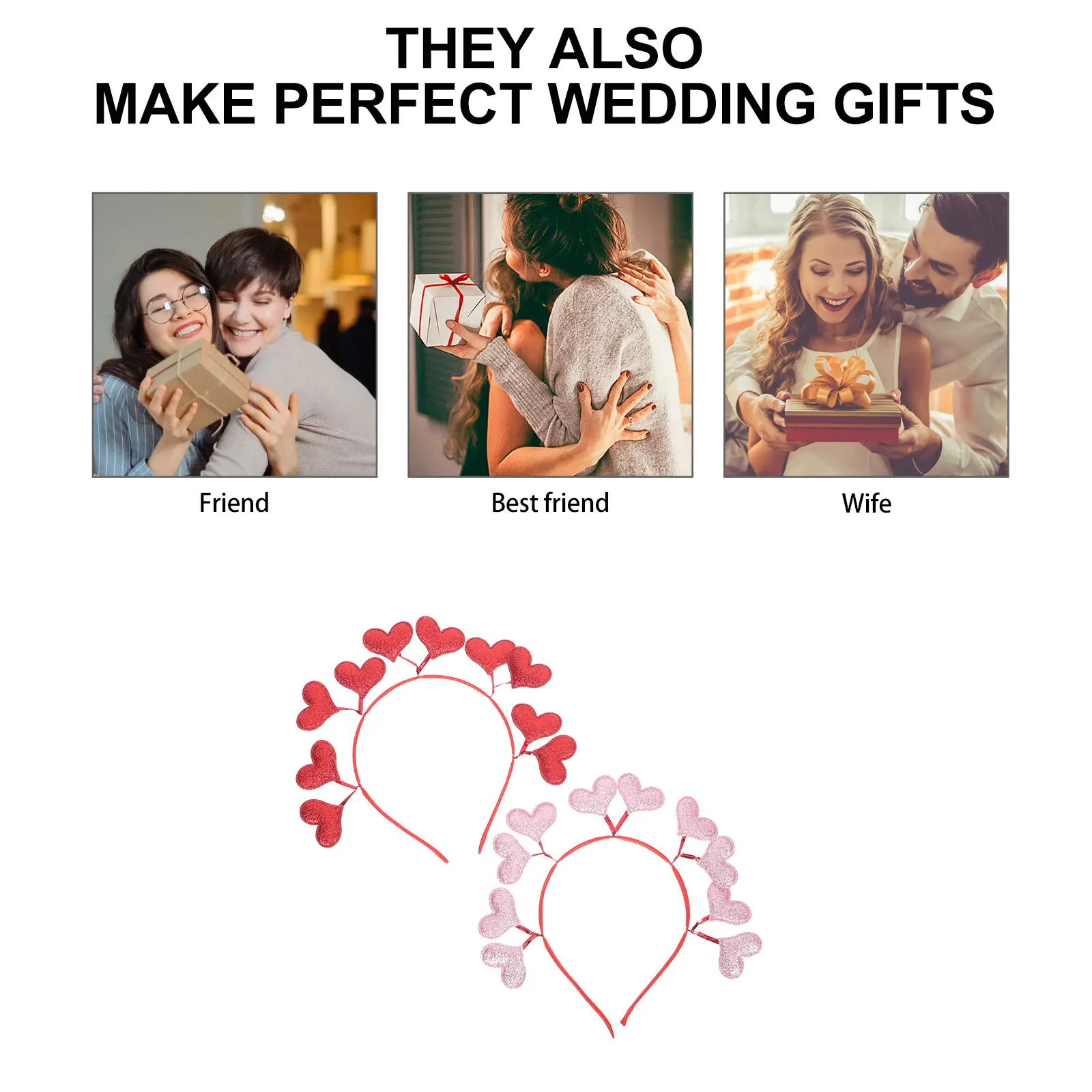 

2 шт., повязки на голову с розовым сердечком, регулируемые эластичные аксессуары для волос, модные обручи, украшения для вечеринки, Рождества, Нового года, Валентина