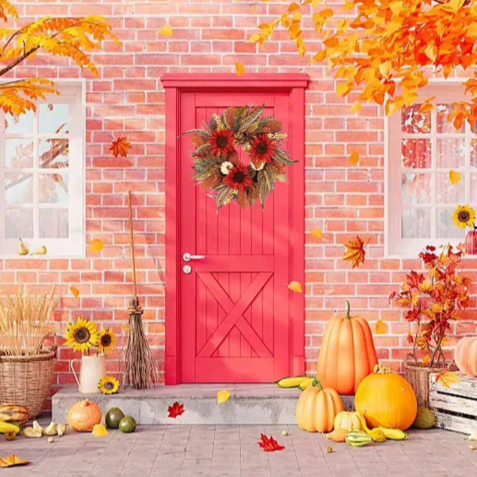 

Осенний венок Тыква Цветочный венок Декор комнаты Искусственные украшения на День Благодарения для праздника Сезонная вечеринка Домашний декор Осень