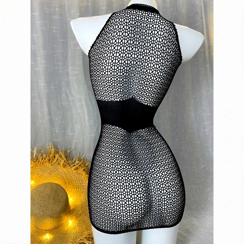 Women Mesh Cover Up Swimsuit Sexy Hollow Out Elastic Sexy See-through Beach Dress Summer Dress for Music Festival Beach Vacation