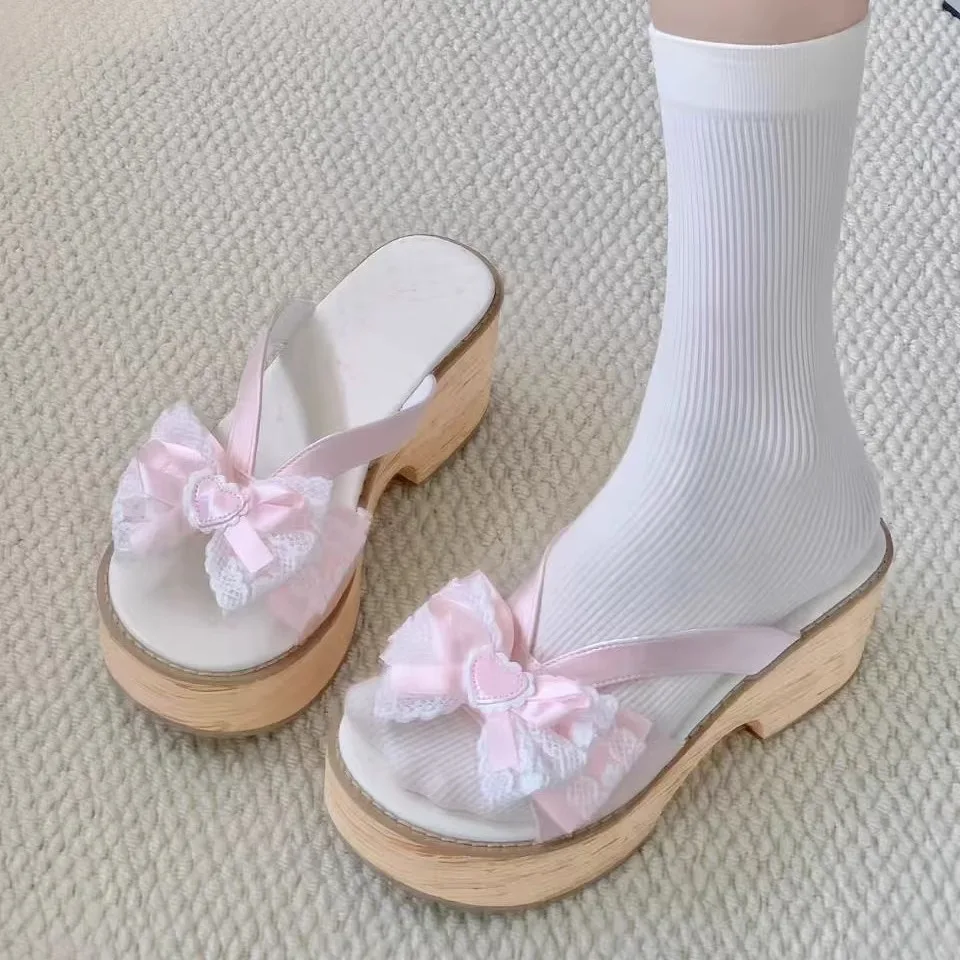 2025 صيف جديد فتاة حلوة اليابانية الأصلية لوليتا صنادل أرضية المرأة اليومية Jk موحدة دواسة واحدة ونصف النعال #6