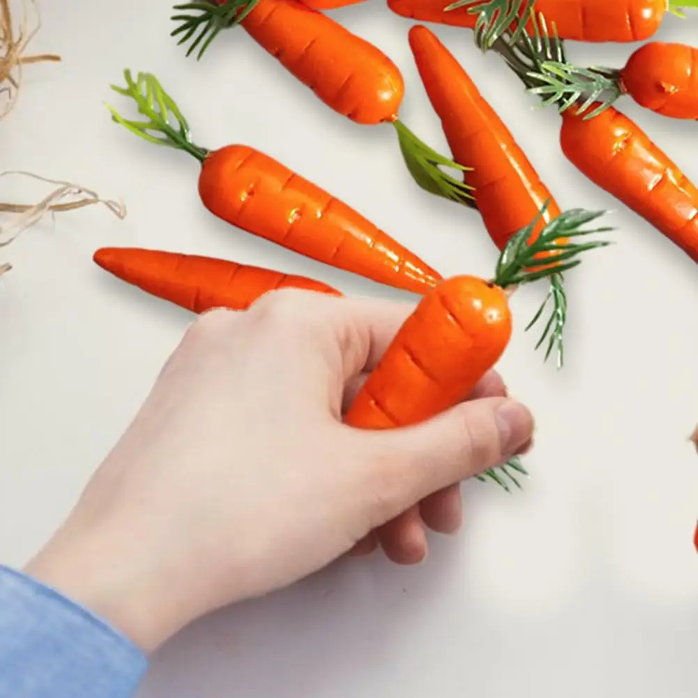 Glass Tray Decoration 30pcs Mini Artificial Carrots Ornaments Foam Carrot Models for Diy Crafts Easter Party Decorations Bunny