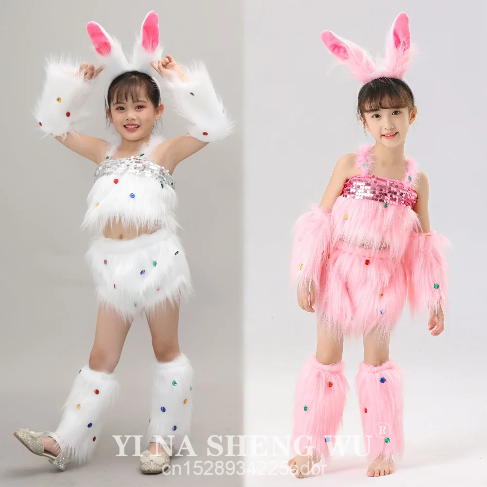 

Белый кролик, косплей для девочек, костюмы на Хэллоуин, танцевальные костюмы с животными для детей, шоу для выступлений, ролевые игры, вечерние балетки