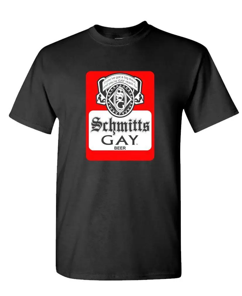 SCHMITTS GAY BEER - Unisex Cotton T-Shirt Tee Shirt Printing Top Casual Hip Hop