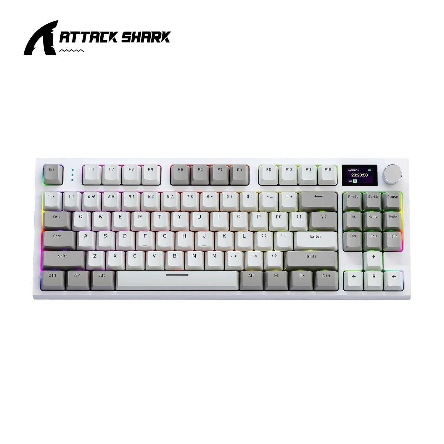 Attack Shark K86 Wireless Mechanical Keyboard,Gasket Structure,Metal Knob,Tri-mode Connectivity,TFT Screen,macro Gaming Keyboar