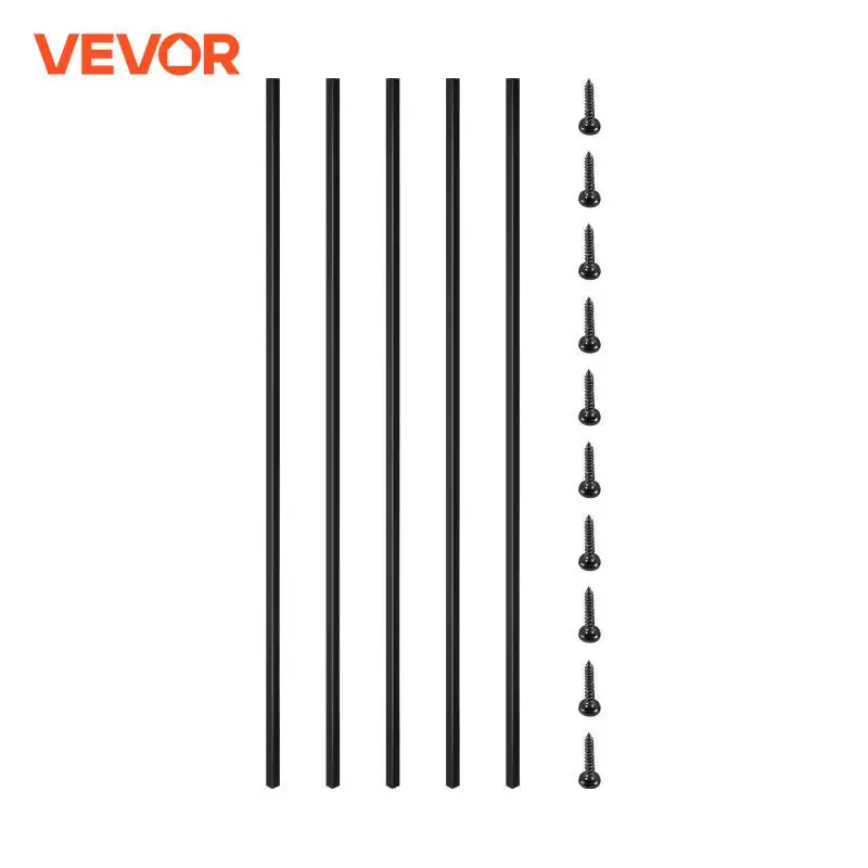 VEVOR Deck Balusters Metal Pole Spindles 16/10 Pack 44 inch Iron Post Stair Railing Staircase Baluster Iron Stair/Door Railing