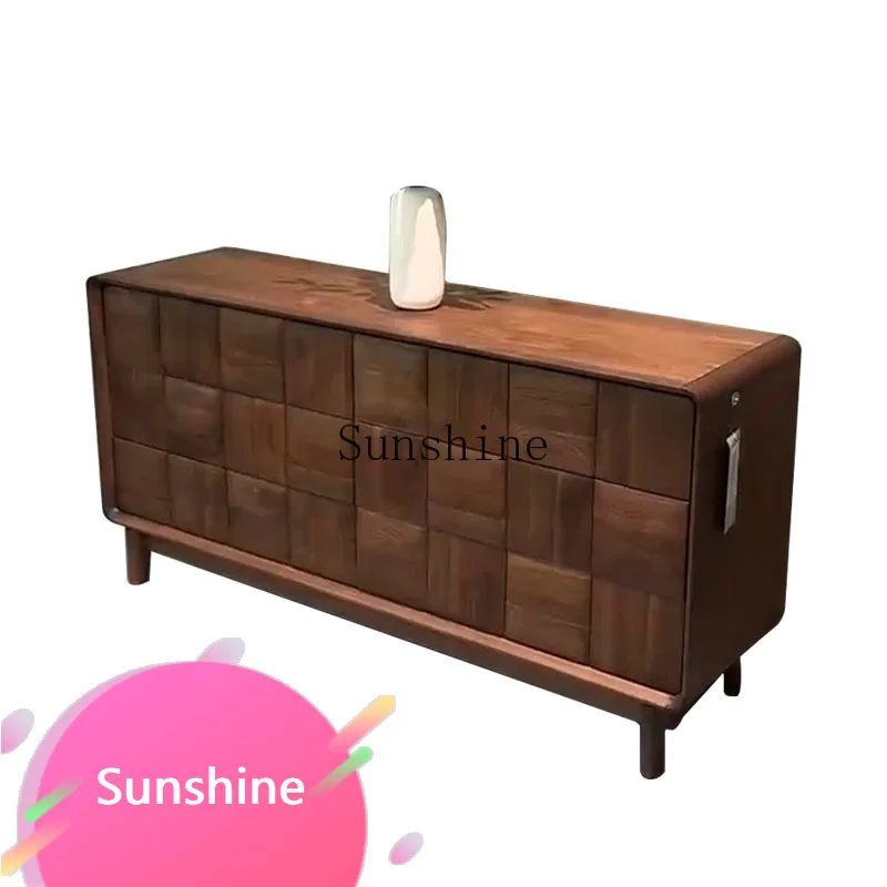 

Modern simple light luxury dining side cabinet creative all solid wood storage cabinet