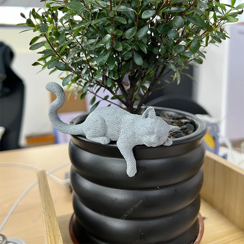 3D Printed Cat Figurine Monitor Ornament Mini Cat Statue Desktop Decor