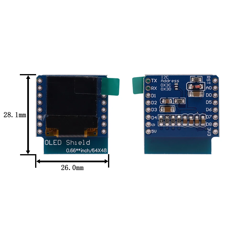 Pantalla LCD LED para Arduino, 0,66 pulgadas, 64x48, IIC, I2C, OLED, Compatible con D1 Mini, SSD1306