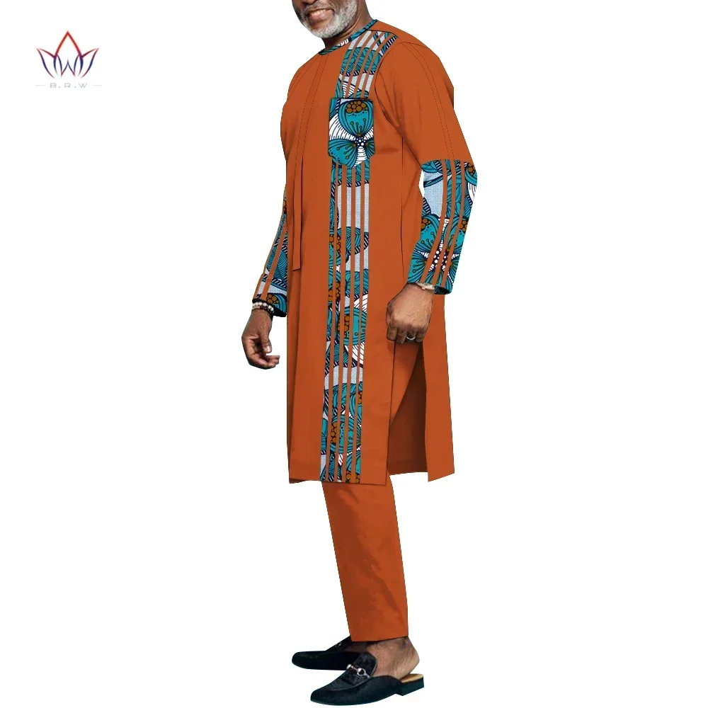 Hip Hop Robe African Men\'s Shirts and Pants Bazin Riche 2 Piece of Sets Africa Men Clothing Dashiki Outfits Costume Wyn1558