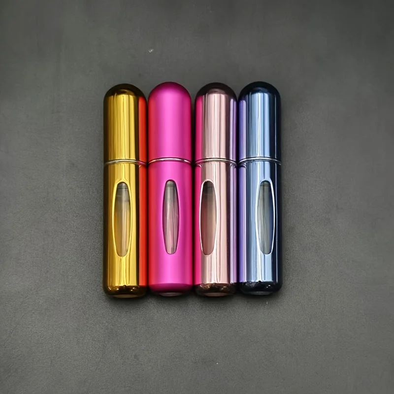4-Pack of 5ml Rotating Perfume Bottles with Visual Design, Stylish, Compact, and Portable Spray Bottles