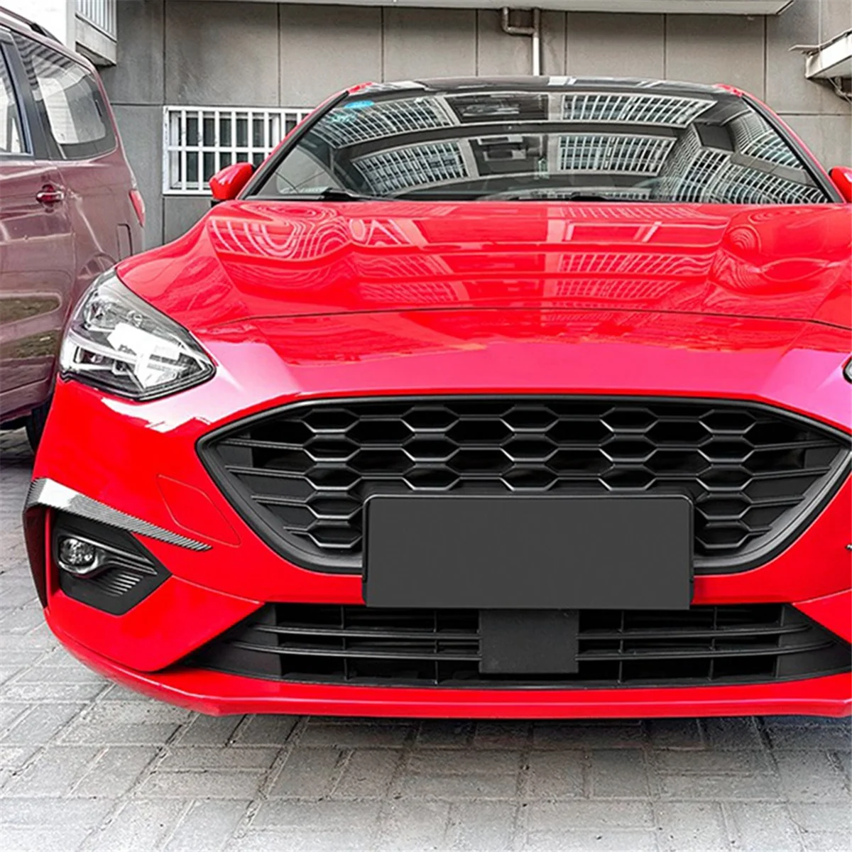 Car Front Bumper Lip Splitter Spoiler Strips for Ford Focus ST Line 2019-2022 Front Air Knife Trims Carbon Fiber ABS