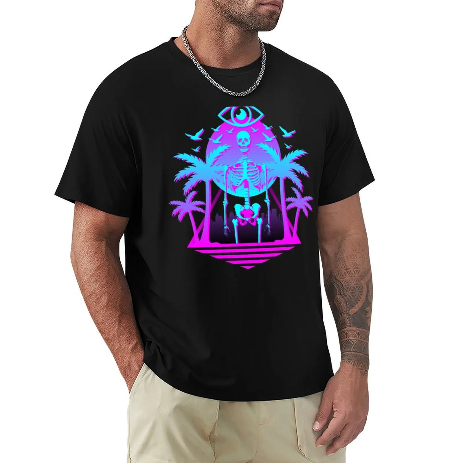 Radical Retro 80's Skeleton T-Shirt Lightweight Print T-Shirt