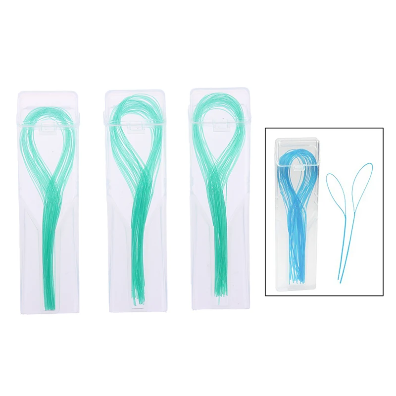 105Pcs/3Box Dental Floss Threaders Simple Loop + Case For Braces Bridges Implants Color random