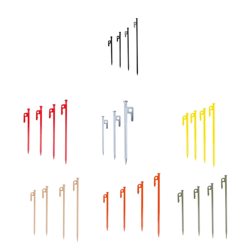 yunyun 4 Pcs Lengthen Steel Tent Stakes Heavy Duty Beach Tent Peg Canopies Stakes Outdoor Ground Stakes Camping Anchors Peg