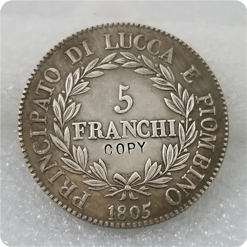 1805 Italy Lucca  Piombino 5 Franchi Silver coins COPY