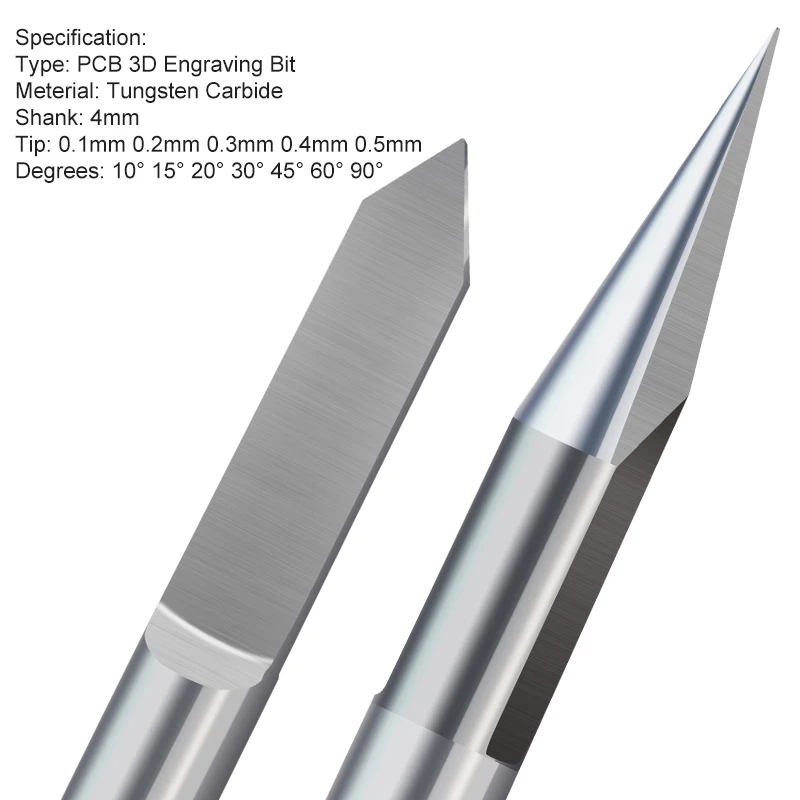 CNC Flachen boden Carving Werkzeuge 4mm Schaft Hartmetall V Gravur Router Bit für Holz Acryl Kunststoff PVC Fräsen cutter – Detail 3
