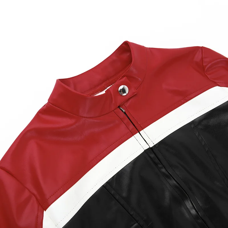 Chaqueta de cuero con cremallera para mujer, Blazer de manga larga recortado, ropa de calle elegante para motociclista de carreras, abrigos de moda