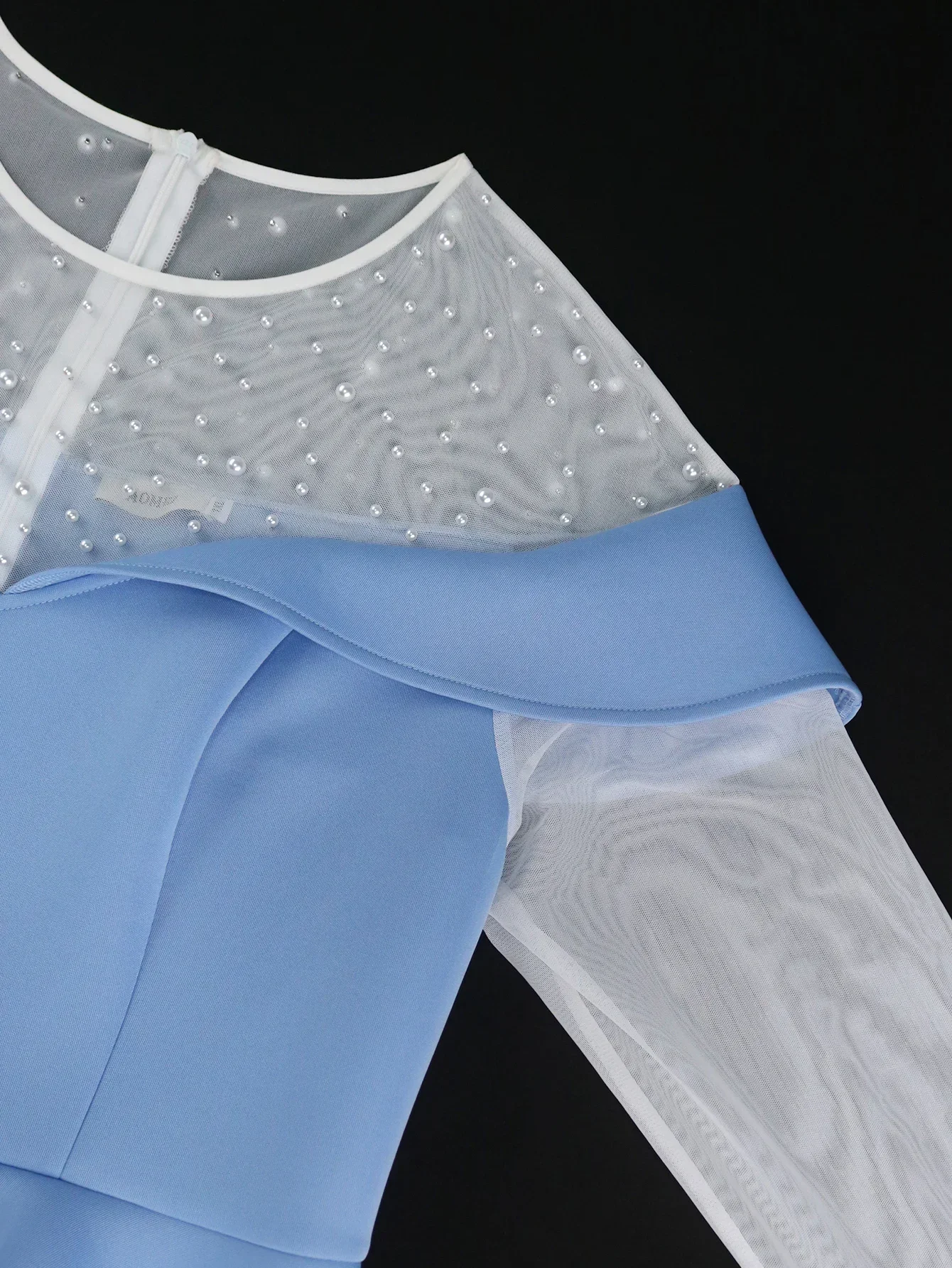 AOMEI Elegant Women\'s Party Dress Slim Fit Long Sleeved Mesh Patch Bead Elegant Occasion Wedding Banquet Robe