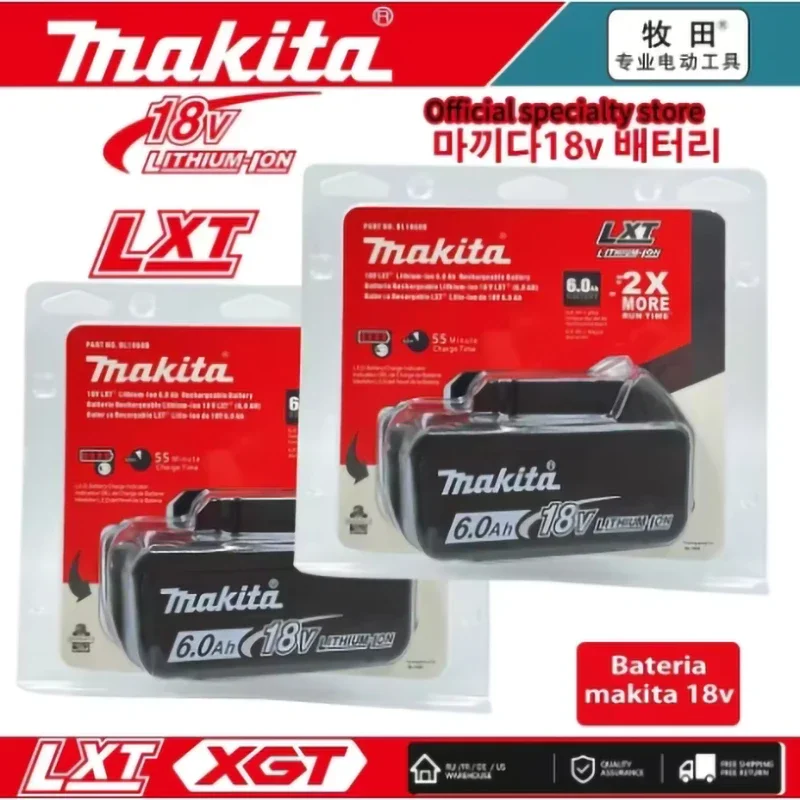 100%18V Original Makita 18V 6.0Ah Rechargeable Lithium Battery for Makita 18V BL1860B BL1850B BL1840B BL1930B Power Tools